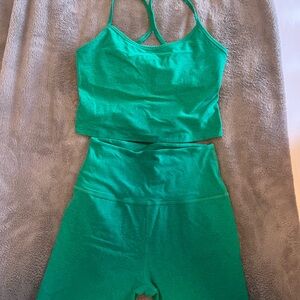 Beyond Yoga Green Tank and Shorts Set